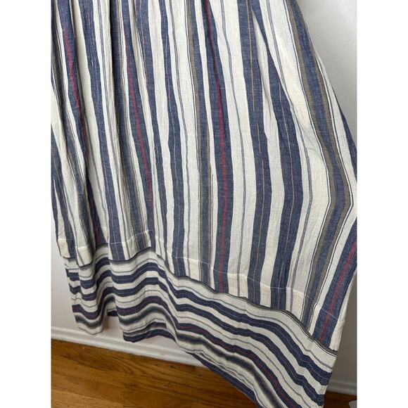 Three Graces London Ferrer Tan Blue Red Stripe Short Cuff Sleeve V-Neck Dress 10 - Picture 7 of 16